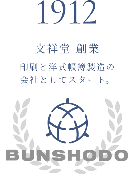 1912年 文祥堂　創業 印刷と洋式帳簿製造の会社としてスタート。